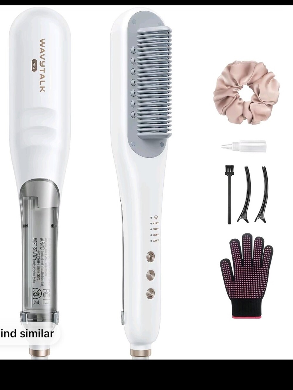 White Heated Hair Straightening Brush With Steam Wavytalk